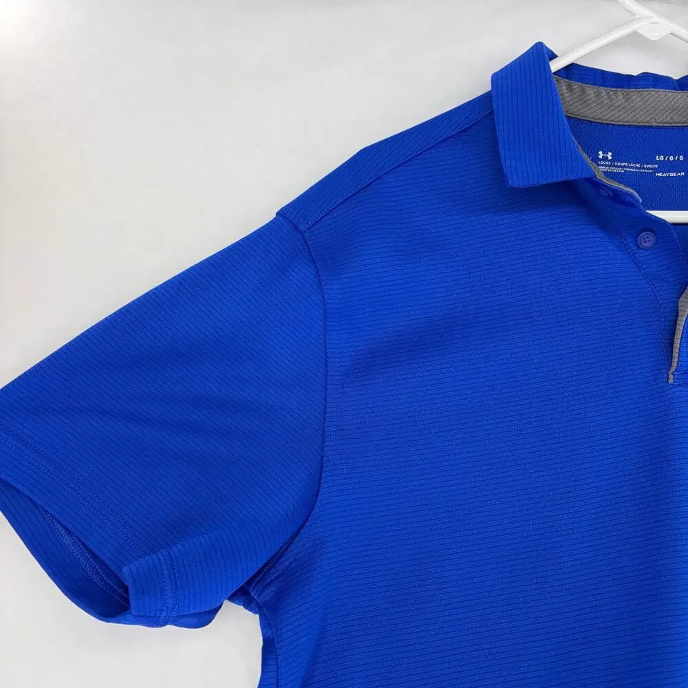 Under Armour HeatGear Mens Golf Polo Shirt Royal Blue Large - Picture 8 of 14